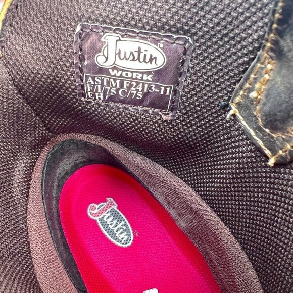 Justin Jalena Maple Women Size 10B WKL9978 Brown Leather Steel Toe Western Boot - Picture 11 of 15